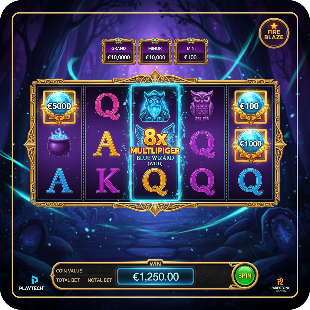 Blue Wizard bonus round — free spins and multipliers