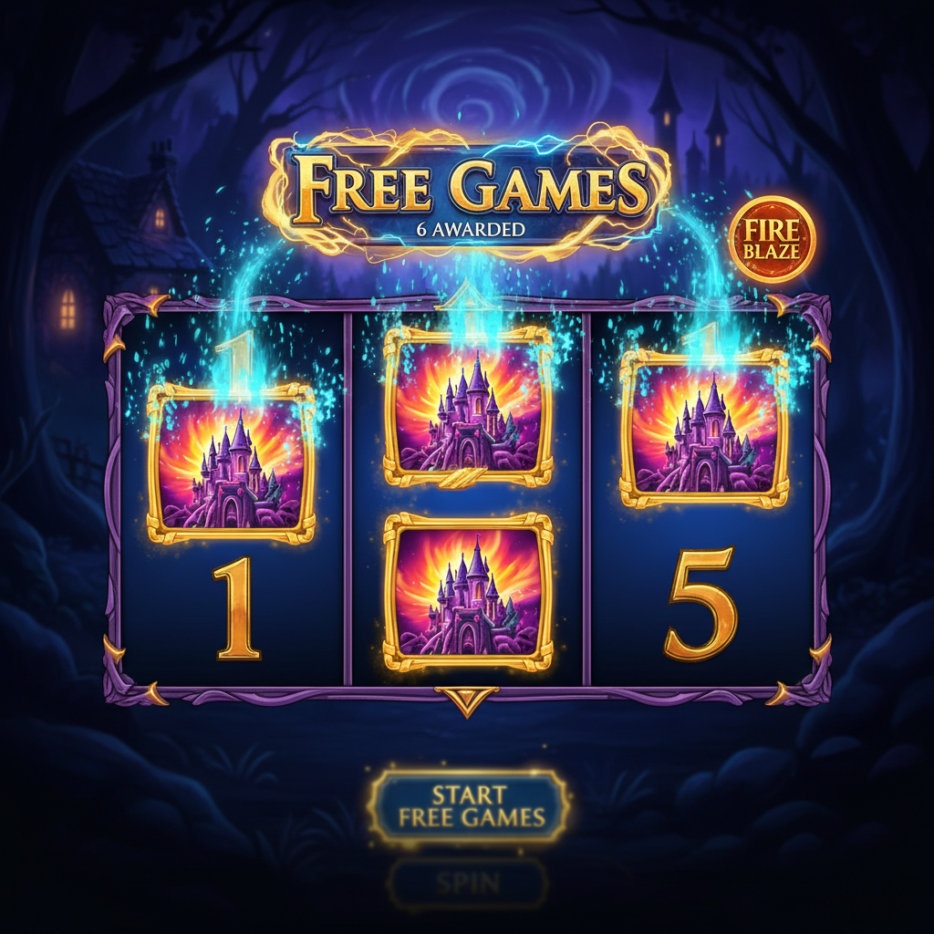 Blue Wizard Free Games triggered by 3 Castle scatter symbols