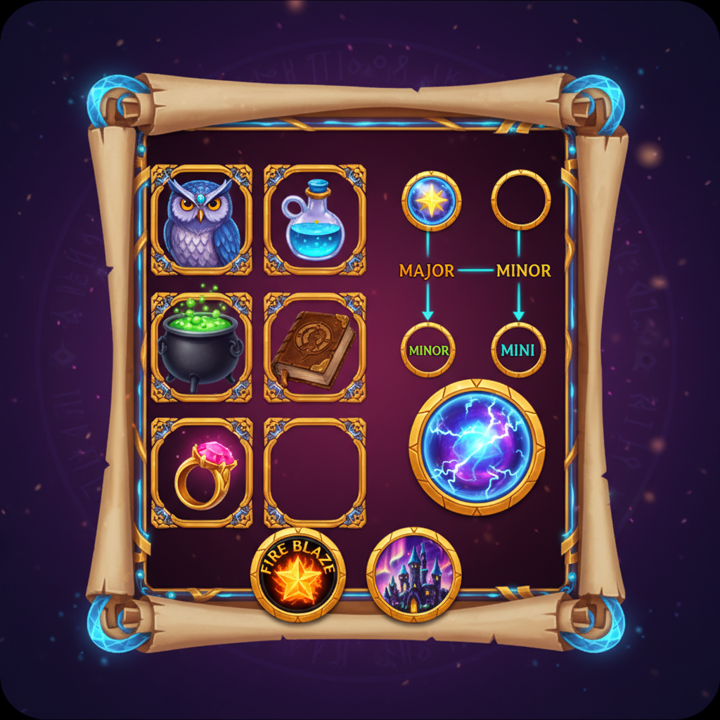 Blue Wizard paytable — all symbols and multipliers