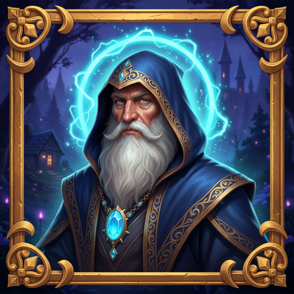 Blue Wizard Wild symbol — substitutes for regular symbols